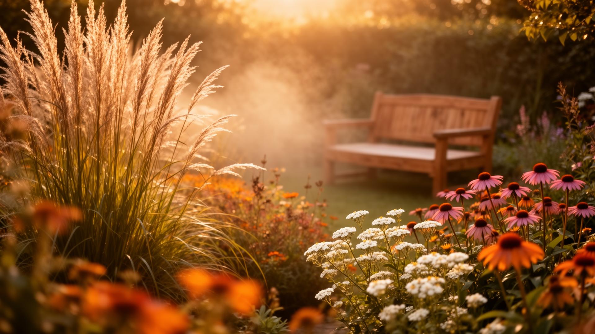 Naturnaher Garten mit dichter, lebendiger Bepflanzung